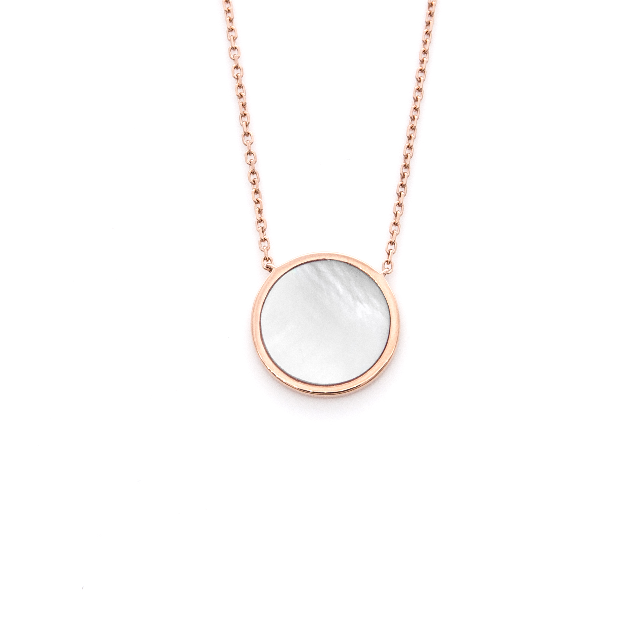 Round Pearlescent Pendant w Chain
