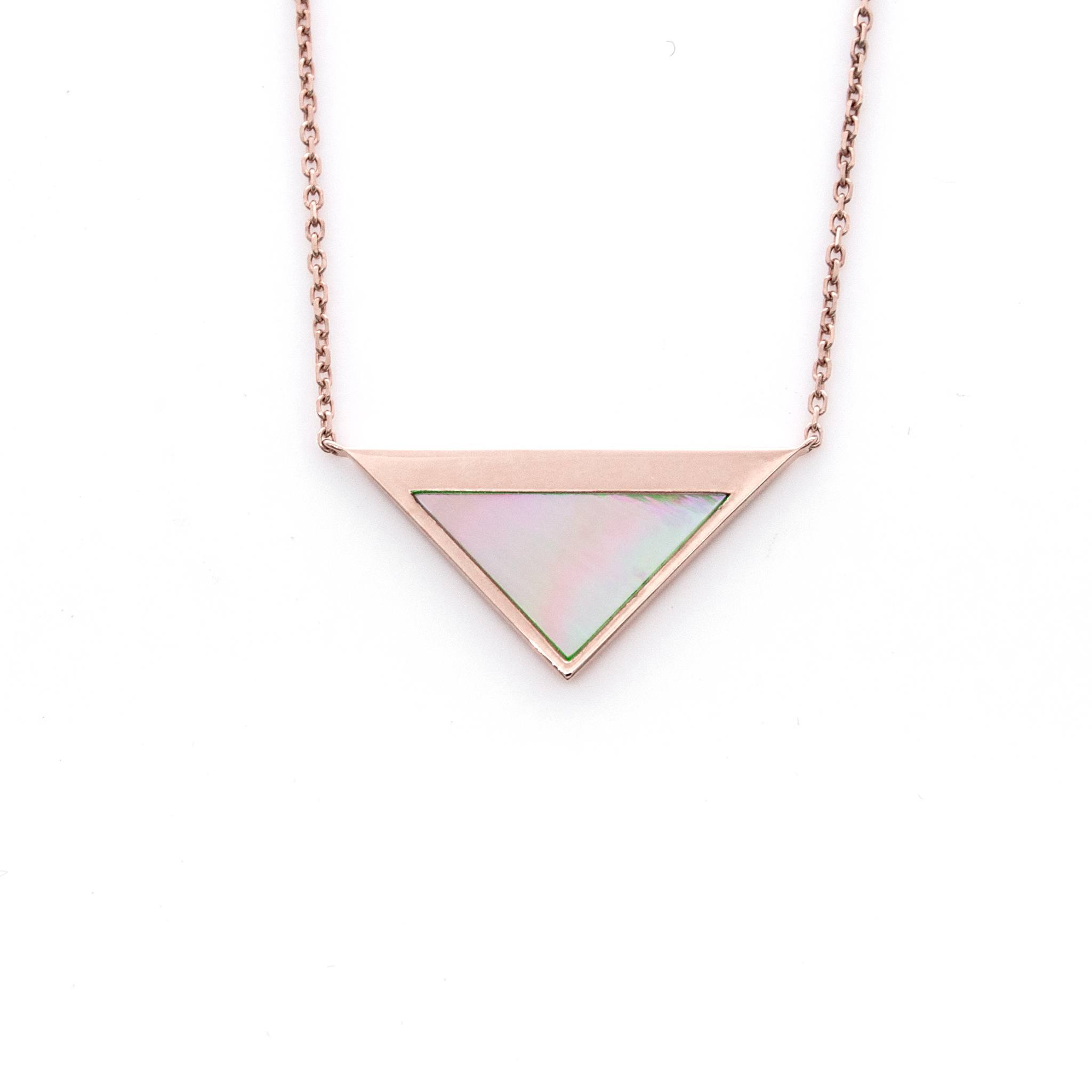 Triangle Pearlescent Pendant w Chain