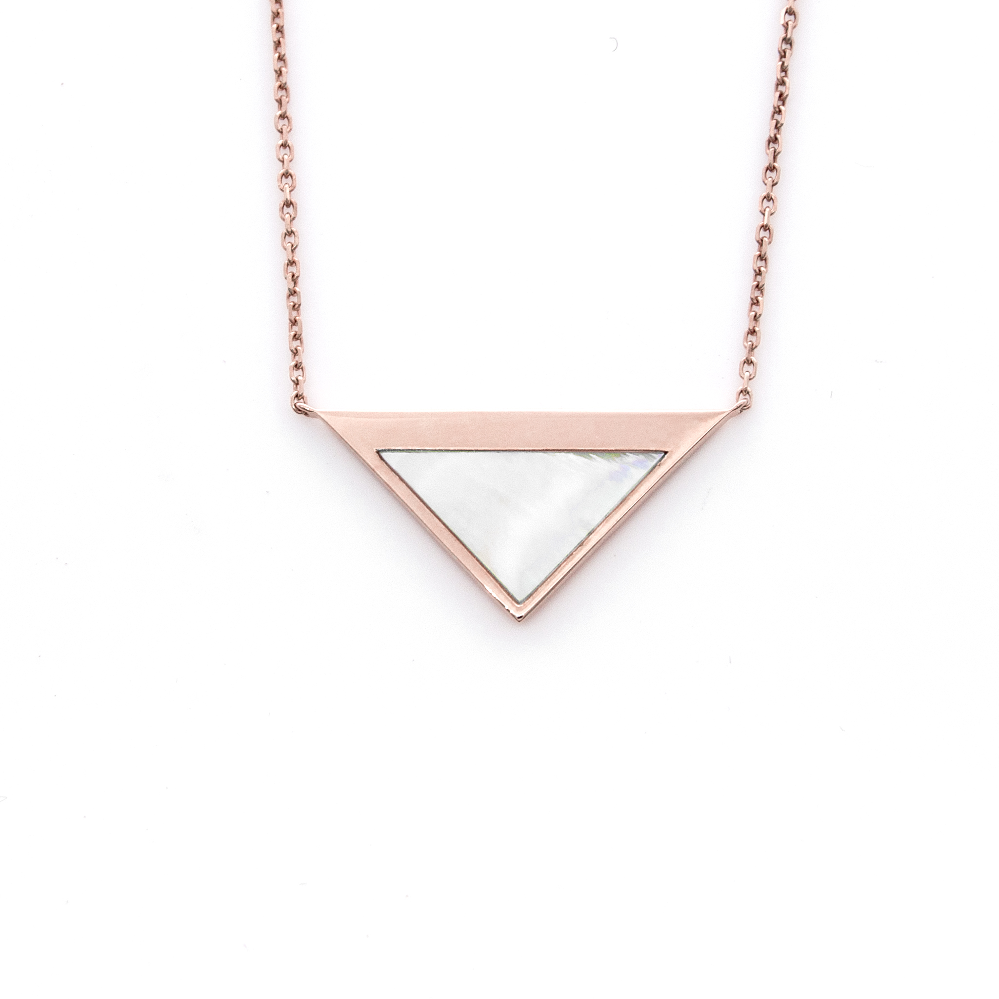 Triangle Pearlescent Pendant w Chain