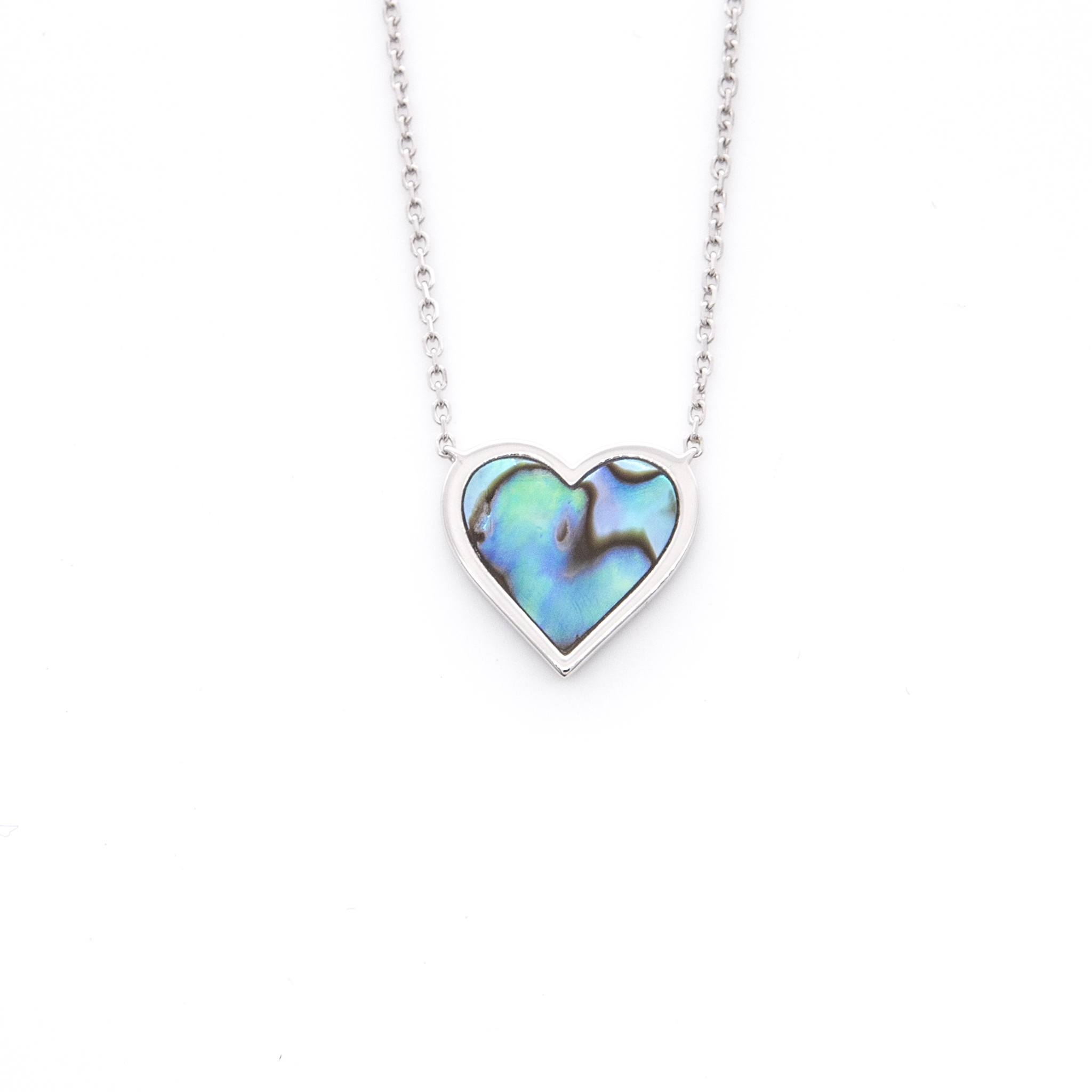 Heart Pearlescent Pendant w Chain